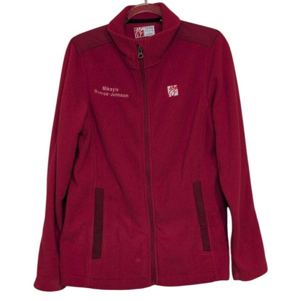Chick Fil A Fleece Jacket Womens Size Medium Red Embroidered Name Employee